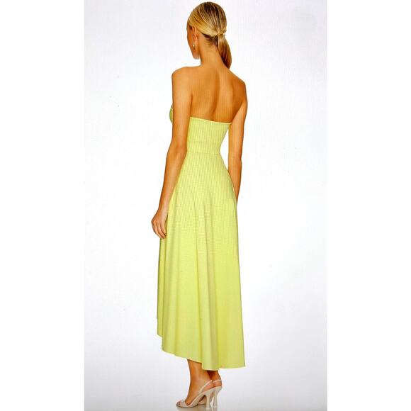Susana Monaco Strapless High-Low Wired Midi Dress Pale Lime S - Picture 3 of 13